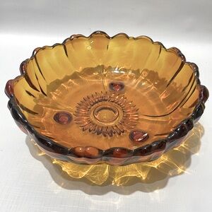 60's Indiana Glass Co Bowl 10.5 Amber MCM
Glass Footed Sunflower Decorative Dish